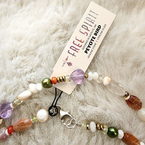 NEW Peyote Bird Multicolor Polished Agate Mixed Beaded Stone Necklace - Picture 2 of 10